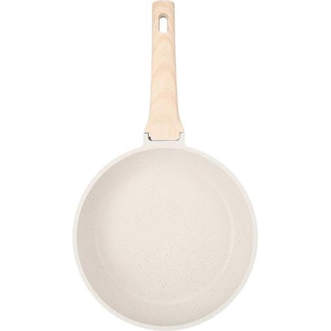 Antihaftbeschichtete Bratpfanne für Omeletts, hitzebeständiger Griff, gleichmäßige Wärmeverteilung, flacher Boden, ideal zum Kochen. (1/5)
