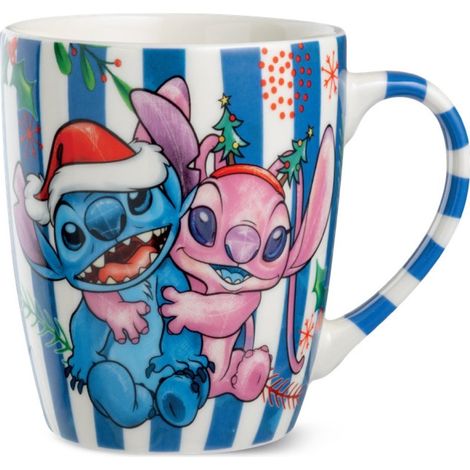 Tazza Stitch & Angel Natale blu 450ml Egan