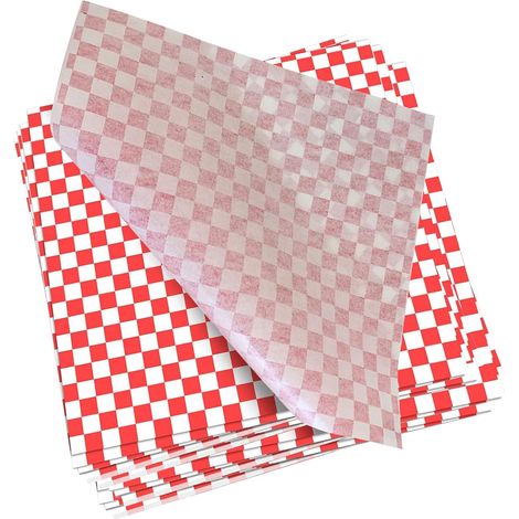 Feuilles de papier sulfurisé, 100 pièces, papier d'emballage alimentaire pour hamburgers, fish and chips, sandwichs, etc., imprimé rouge (1/5)