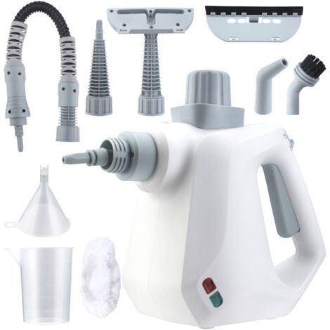 QORVA-Nettoyeur vapeur portatif, nettoyeur vapeur multifonction sous pression avec 9 accessoires et verrouillage de sécurité pour usage domestique, sols, détails automobiles, joints et carrelage (blan