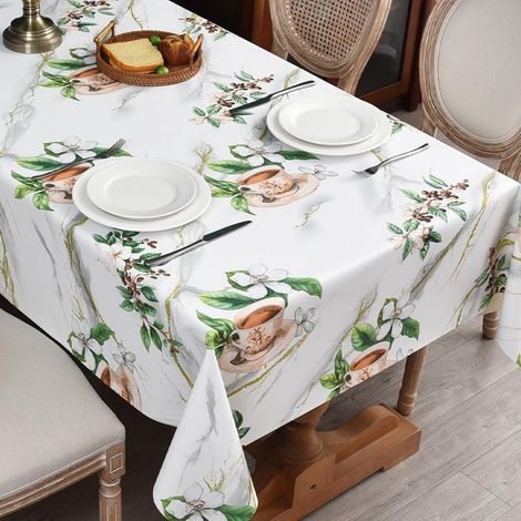 Nappe cirée 137x137cm résistante aux intempéries, lavable, pour cuisine & jardin