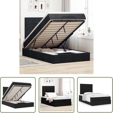 vidaXL Ottoman-Bett mit Matratze Schwarz 120x190 cm Stoff (1/5)