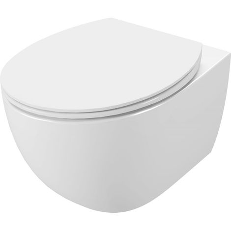 Primaster Wand WC spülrandlos Melina Tiefspüler weiß inkl. WC Sitz Wand-Tiefspül-WC (1/3)