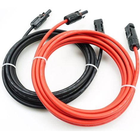 câble d'extension pour panneau solaire, câble PV 4 mm² avec connecteur femelle et mâle pour systèmes photovoltaïques pour Photovoltaïque Panneau Solaire(1 m noir + 1 m rouge) (1/5)