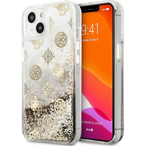 Hülle für iPhone 13 mini Guess Peony Liquid Glitter Gold (1/5)
