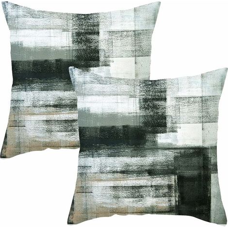 Throw Pillow Covers 4545cm (excluding pillow core) Set of 2 Grey Black Green and White Modern Abstract Art Decorative Cushion Cover Case for Couch Bedroom Sofa Living Room (1/5)