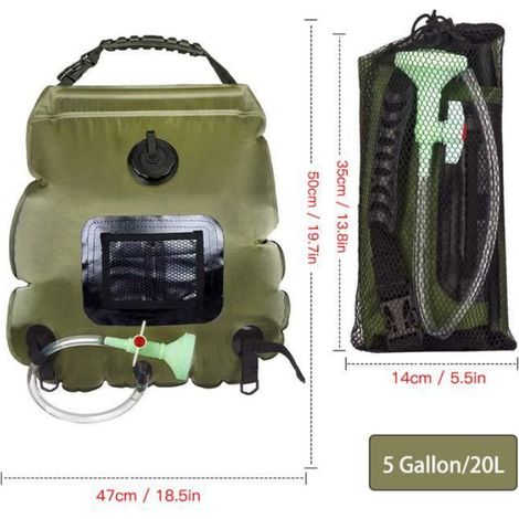 Sac de Douche Solaire - 20 L - Chauffage Naturel par Soleil - Pour Camping Randonnée Escalade et Animaux - 1 Unité (1/4)