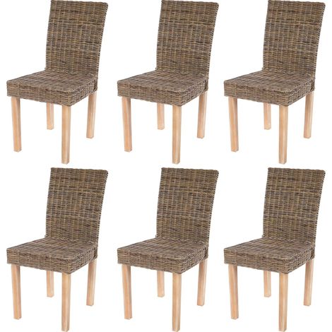 Set 6x sedie rattan Littau Kubu soggiorno cucina sala da pranzo 56x43x89cm