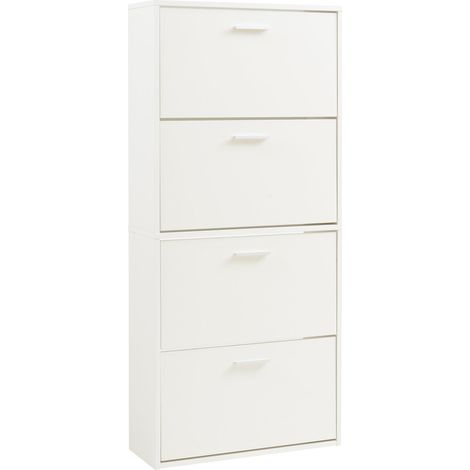 Meuble à chaussure rangement ranges-chaussures à 4 abattants blanc (1/3)