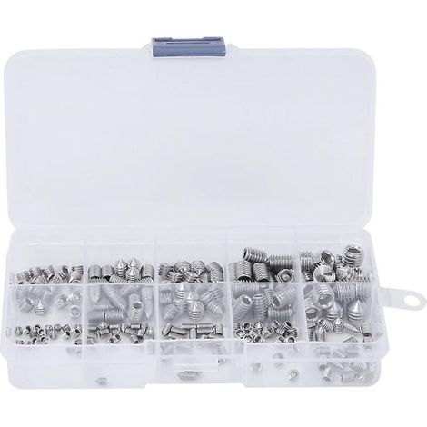 Set Screws, 200 Pcs Grub Screw Cone Point Hex Socket Stainless Steel for Accuracy Instruments M3/M4/M5/M6/M8