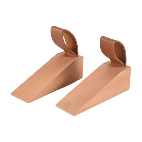 Bloque-porte en bois massif, cale de porte antidérapante robuste, butée de porte stable pour sol. (1/5)