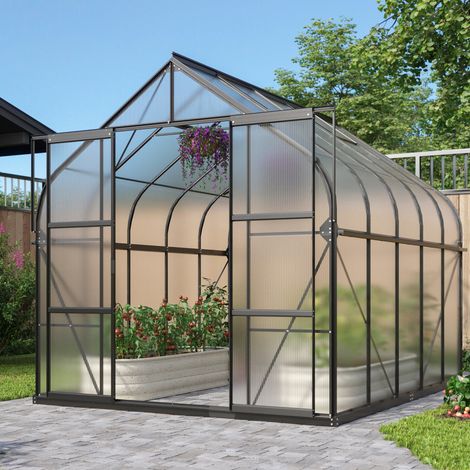 Vitavia Gewächshaus "Dione 8300" inkl. Stahlfundamentrahmen, schwarz, 8,3 m², 4 mm HKP (1/3)