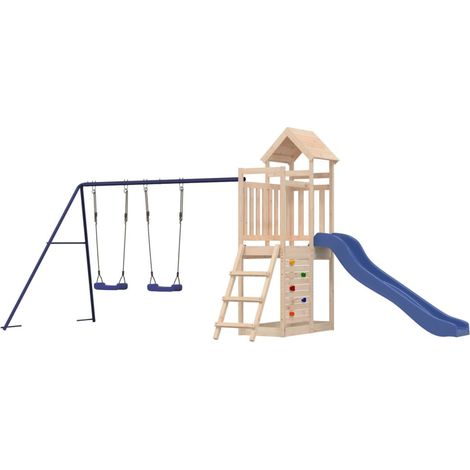 Area giochi all'aperto con altalene scivolo e robuste strutture per arrampicarsi giochi da giardino 505 x 186 x 214 cm legno di pino massiccio 020004977