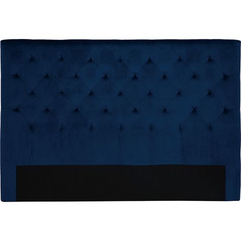 Testata letto lavorazione capitonné in velluto blu notte L160 cm ENGUERRAND