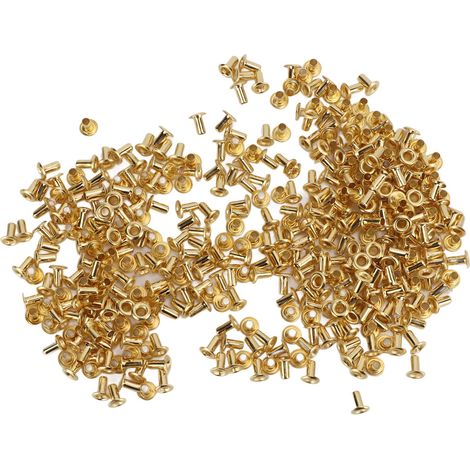 500 Pcs Rivets Creux Laiton DIY, Rivets Décoratifs Percés, Boucles Œillet Cuivre 4.8x2.3x5.5mm pour Projets Créatifs (1/5)