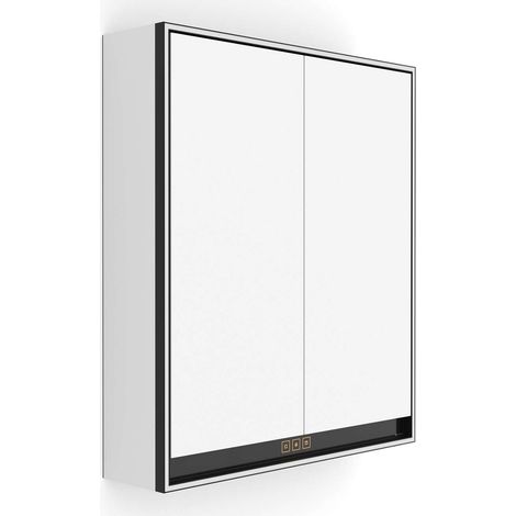Nimco GA 1 - Armario con espejo con iluminación LED, 70x61x15 cm, 2 puertas, negro mate GAC 10002VX-90 (1/5)