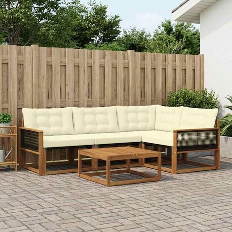 vidaXL Set di divani da esterno con cuscino 5 pcs Naturale e