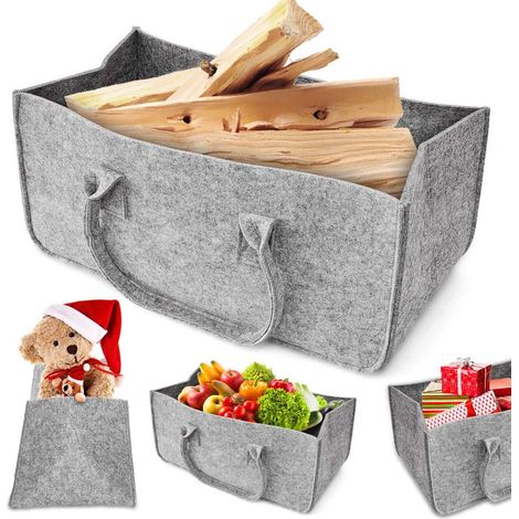 Sac en feutre, sac à bois de chauffage, panier à bois de chauffage, porte-journaux en feutre, panier à journaux, panier de rangement de haute qualité pouvant contenir une grande quantité de bois (envi (1/5)