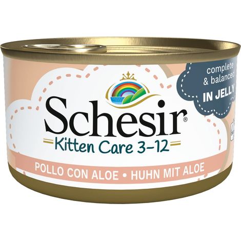 Schesir - Cibo umido per gatti cuccioli al gusto Pollo con aloe - per gattini dai 3 ai 12 mesi - 24 lattine da 85g (1,7kg) (1/5)