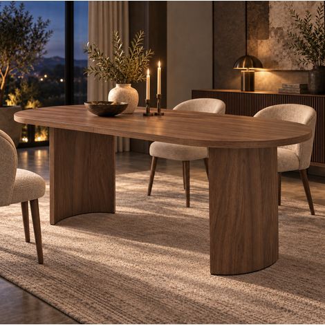 Esstisch 200 x 90 cm für 6–8 Personen, MDF in Walnussfarbe, HAVRYA (1/5)