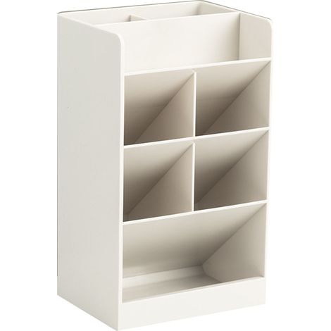 Multifunktionaler Stiftehalter mit großem Fassungsvermögen, modernem und elegantem Design, 5 Fächer, beige, ideal für Zuhause, Schule oder Büro.
