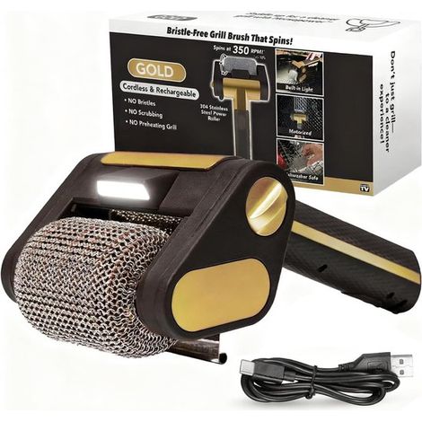 Spazzola elettrica per griglia, pulitore elettrico per griglia, spazzola abrasiva, spazzola elettrica per griglia senza fili, spazzola per griglia in acciaio inox 304, puro (1/5)