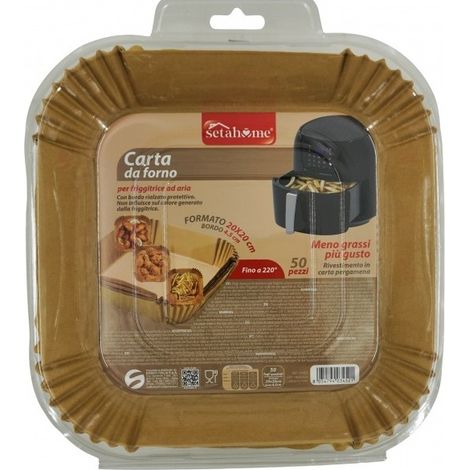 Stampi Per Friggitrice Ad Aria Calda 20x20x4,5 Cm In Carta Da Forno, 50 Pezzi