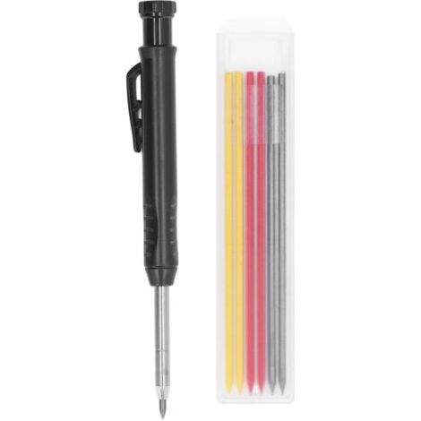Stylo à Tracer pour le Travail du Bois en Carbure de Tungstène Noir Kit D'outils de Marquage Pointu avec Recharges de Rechange(Recharge tricolore) (1/5)