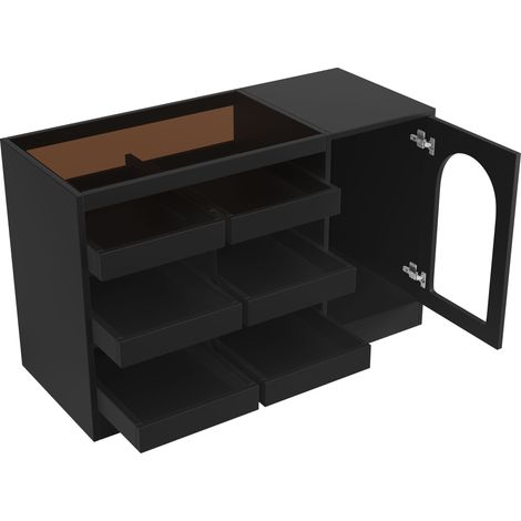 ELVMI Sideboard mit 6 Schubladen und LED und Offenem Fach fuer Wohn und Esszimmer aus MDF 120x40x75 cm Schwarz (1/4)
