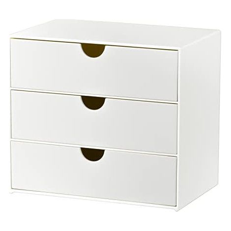 Make-up-Organizer – Kreative Aufbewahrungsbox mit drei Schubladen – Hautpflege-Organizer – 17 x 11 x 15 cm, Weiß (1/5)