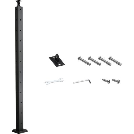 Mophorn Kabelgeländerpfosten, 106,7x3x5 cm Stahl-Eckgeländerpfosten, mit L-förmigen vorgebohrten Löchern, SUS304 Edelstahl-Geländerpfosten, 1er-Set, Schwarz