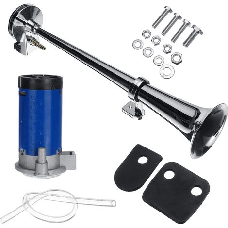Klaxon à air 12V 600dB – Trompette simple en métal – Klaxon universel pour voiture, camion, moto – Installation professionnelle requise – Kingso (1/5)