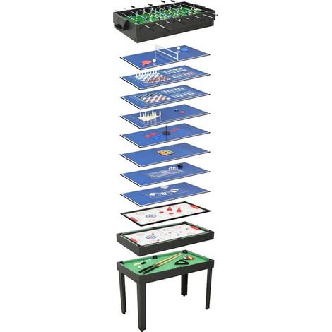Table de jeu multifonctionnelle 15 en 1, 121 x 61 x 82 cm, noire