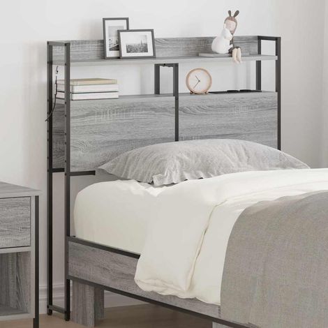 vidaXL Testiera con lo scaffale Grigio sonoma 90 cm Legno multistrato (1/5)