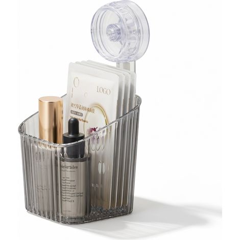 Etagere murale a ventouse grise translucide, petit modele (1/5)