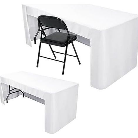 Mantel elástico (1 unidad), Mantel rectangular lavable y resistente a las arrugas para ferias comerciales, 183 x 76 x 76 cm (6 pies), Blanco (1/5)