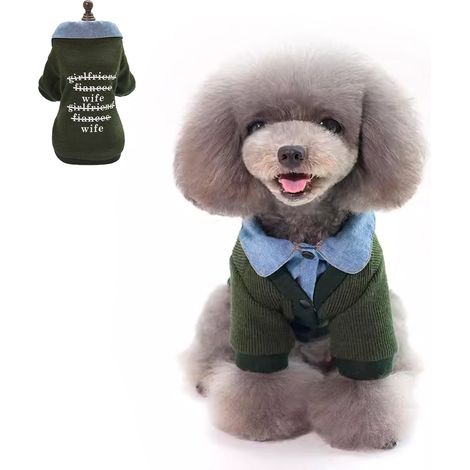 1 Pull tricoté pour chien et chat, vert, taille M à XXL, coton, automne-hiver, vêtements chauds pour petits chiens et chats (1/5)