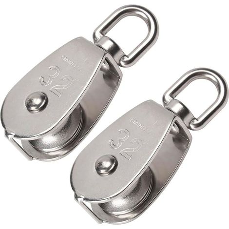 Poulie simple M32 en acier inoxydable 304 – Capacité de charge 250 kg – Diamètre de roue 32 mm – Installation facile pour grue et kayak - 250kg-Poulie (1/5)