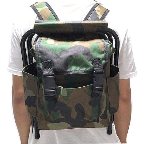 Chaise pliante avec sac à dos, en tissu Oxford 600D et structure renforcée en tubes d'acier, offrant une grande capacité de rangement, idéale pour la pêche et le camping. (1/5)