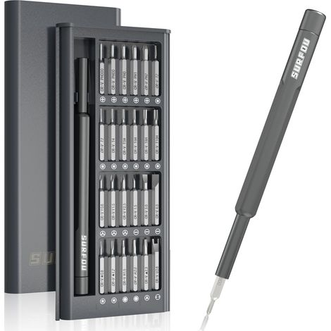 25 en 1 Set Tournevis de Précision, Portable Set Tournevis Bricolage Electronique de Réparation Kit avec 24 Embouts Magnétiques Tournevis Torx Hex pour PC, Lunettes, Montre (1/5)