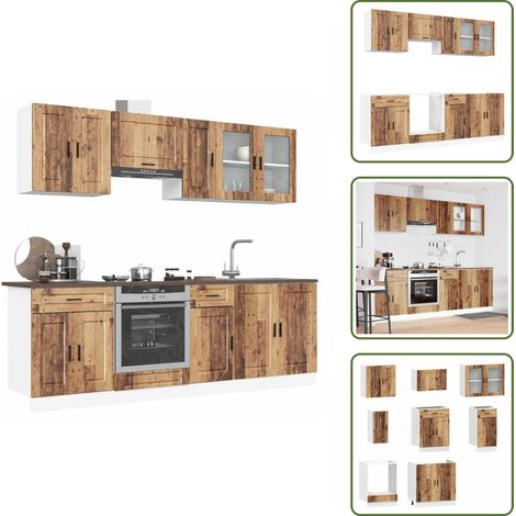 The Living Store 8-tlg. Küchenschrank-Set Kalmar Altholz-Optik Holzwerkstoff - Küchenmöbel (1/5)