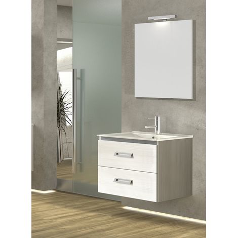 MOBILE BAGNO SOSPESO "FANTASY" CON LAVABO E SPECCHIO CM.75 Misura: Bianco Matrix (1/5)
