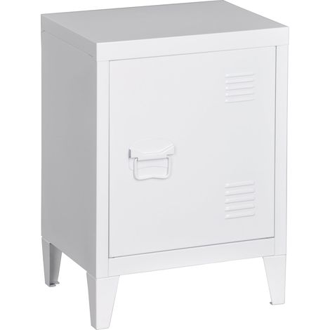 Comodino in acciaio laminato 57 x 40 x 30 cm bianco opaco 030008679
