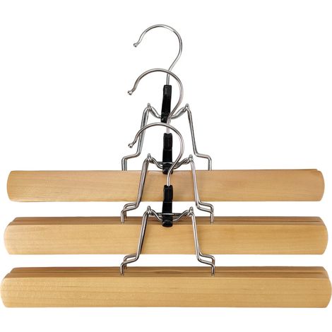 TrendLine Hosenklemmbügel Holz natur 3 Stück Kleiderbügel Hosenbügel