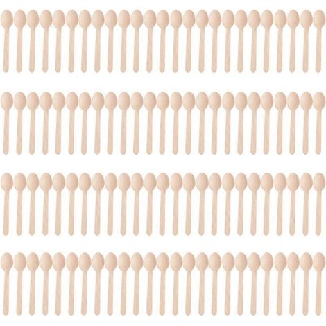 Einweg-Holzbesteck - Packung mit 100 flachen Löffeln à 16 cm für Grillen, Camping und Picknick.