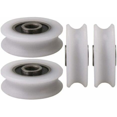 4pcs 4x20x6.5x7.4mm Blanc Intérieur Dia 4MM U-Groove Nylon Poulie Roue pour Porte Coulissante (1/3)