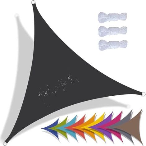 Vela ombreggiante triangolare, telo ombreggiante impermeabile, protezione UV al 95% per patio, giardino, terrazza, esterni, balcone (3x3x3 m, nero)