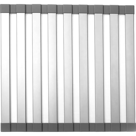 Égouttoir à vaisselle enroulable en aluminium pliable noir (1/5)