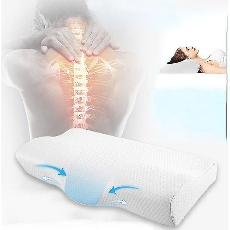 Oreiller orthopédique en mousse à mémoire de forme 60 x 35 cm, rebond lent, moelleux et confortable, en forme de papillon, pour un soutien cervical relaxant (adulte) - Ns2-60x35cm-Style B (1/4)