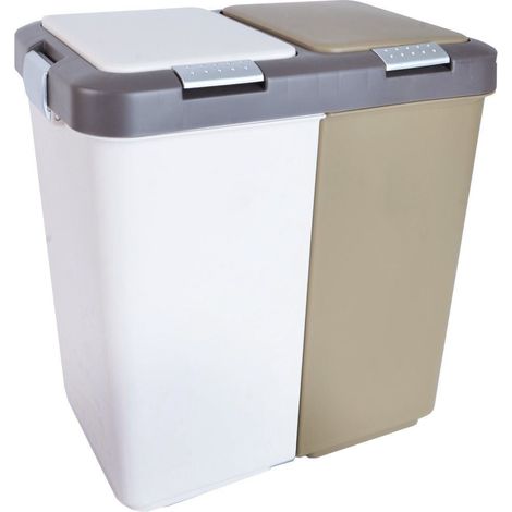 Cubo de basura con 2 compartimentos de 10 litros cada uno, apertura con clic